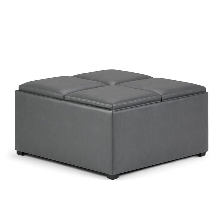 Avalon Table Ottoman Vegan Leather 35x35 Inch Square Storage Coffee Table Image 1