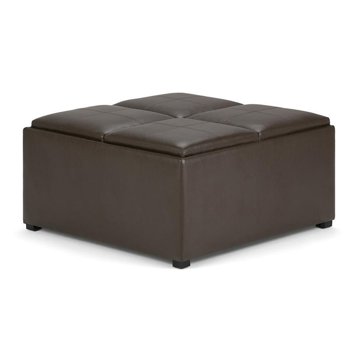 Avalon Table Ottoman Vegan Leather 35x35 Inch Square Storage Coffee Table Image 1