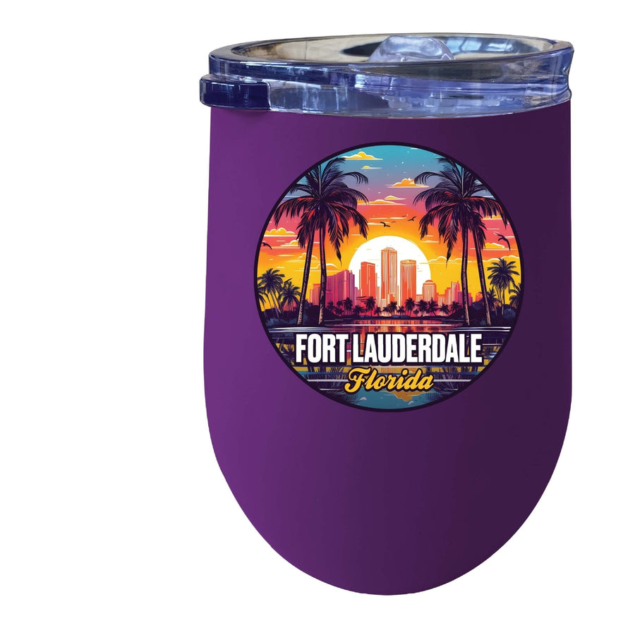 Fort Lauderdale Florida Design B Souvenir 12 oz Insulated Wine Stainless Steel Tumbler Image 1