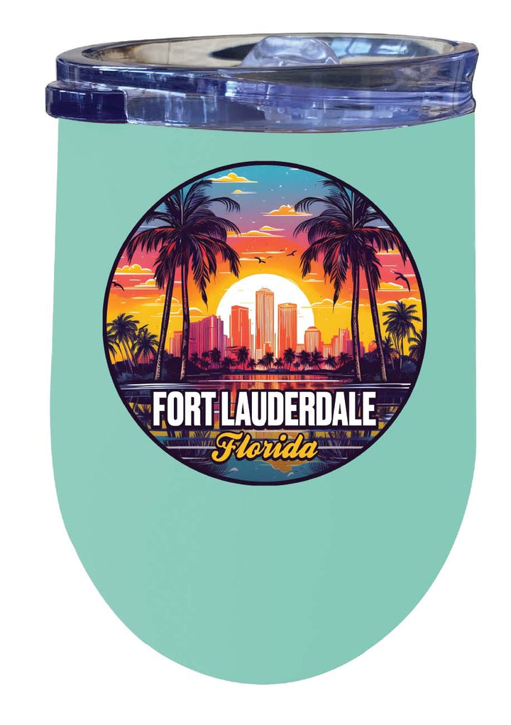 Fort Lauderdale Florida Design B Souvenir 12 oz Insulated Wine Stainless Steel Tumbler Image 2