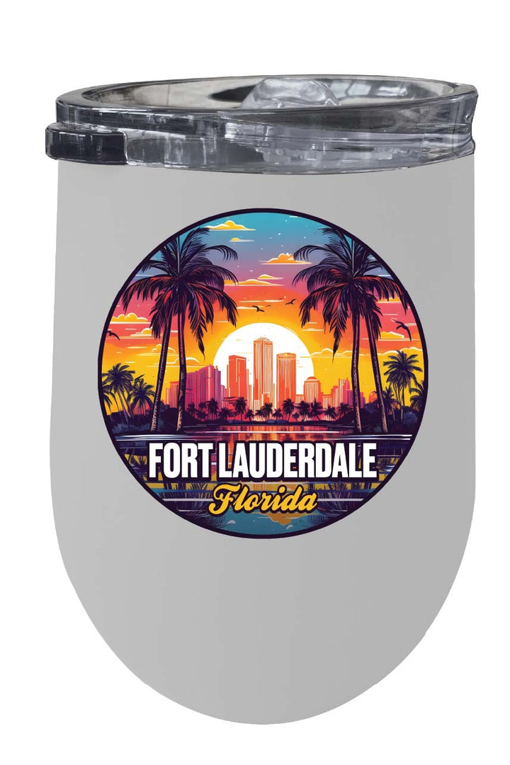 Fort Lauderdale Florida Design B Souvenir 12 oz Insulated Wine Stainless Steel Tumbler Image 3