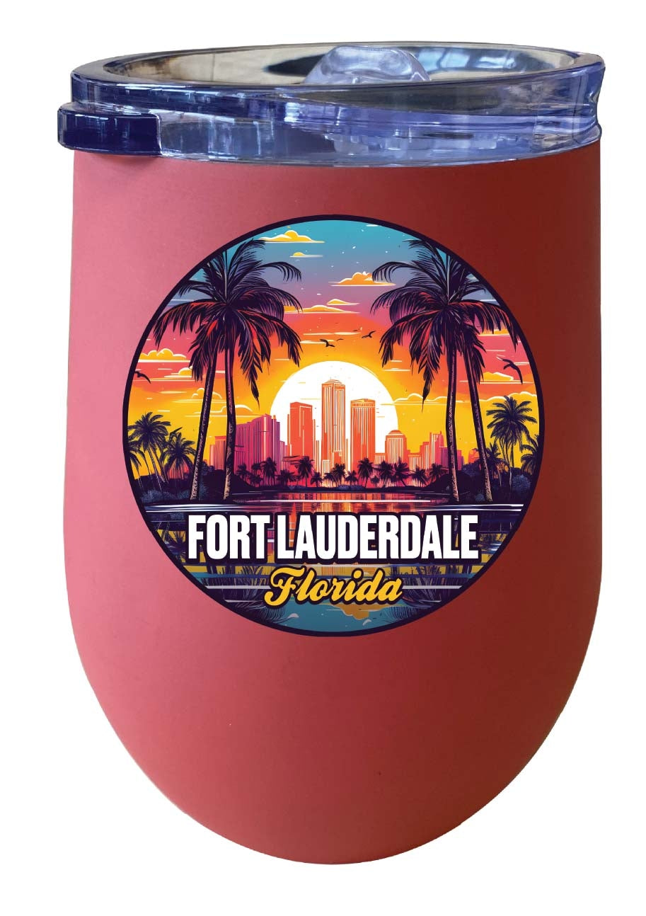 Fort Lauderdale Florida Design B Souvenir 12 oz Insulated Wine Stainless Steel Tumbler Image 5