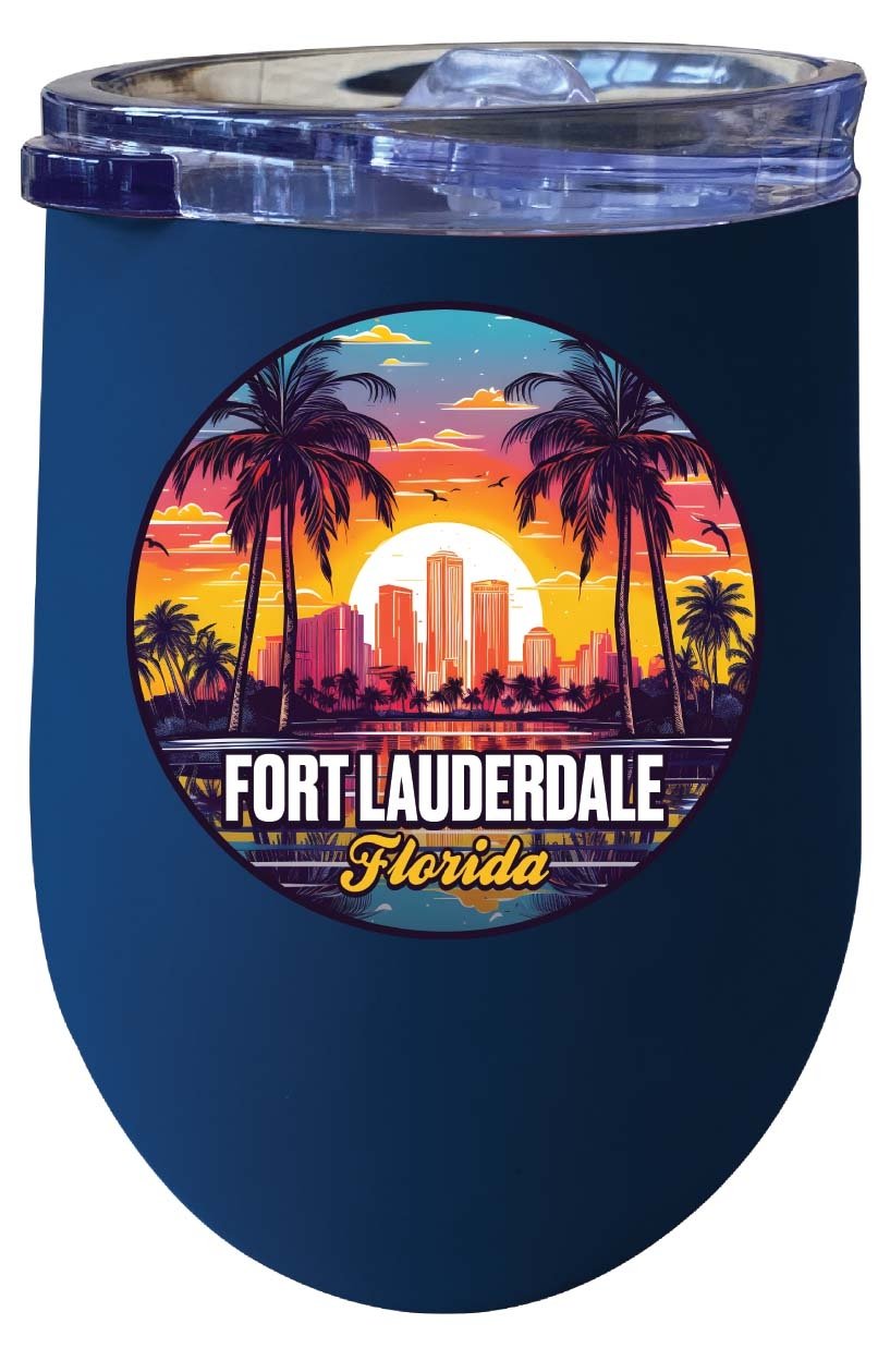 Fort Lauderdale Florida Design B Souvenir 12 oz Insulated Wine Stainless Steel Tumbler Image 6