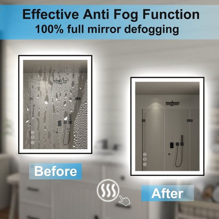 Apex Noir 60x36 Framed LED Lighted Bathroom Mirror Matte Black Anti-Fog Image 12