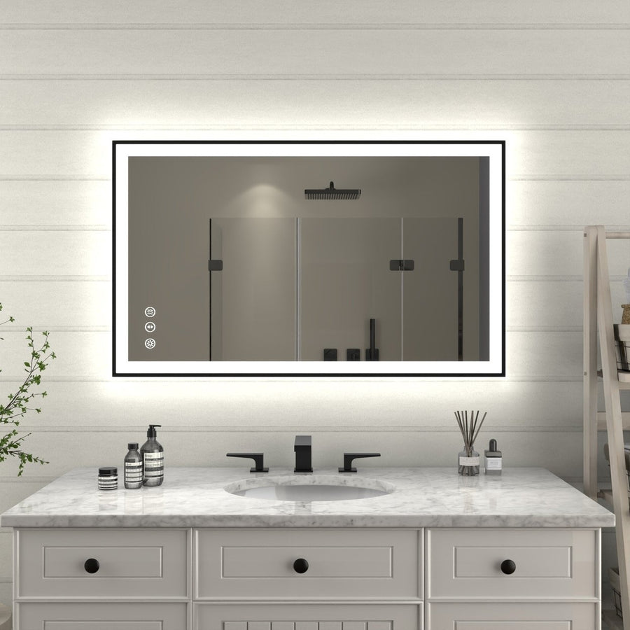 Apex-Noir 40"x24" Framed LED Lighted Bathroom Mirror Image 1