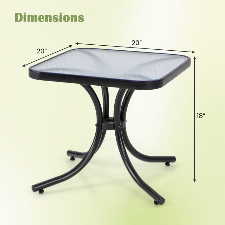 Outdoor Side Table Square Patio Table w/ Tempered Glass Top Small Coffee Table Image 3