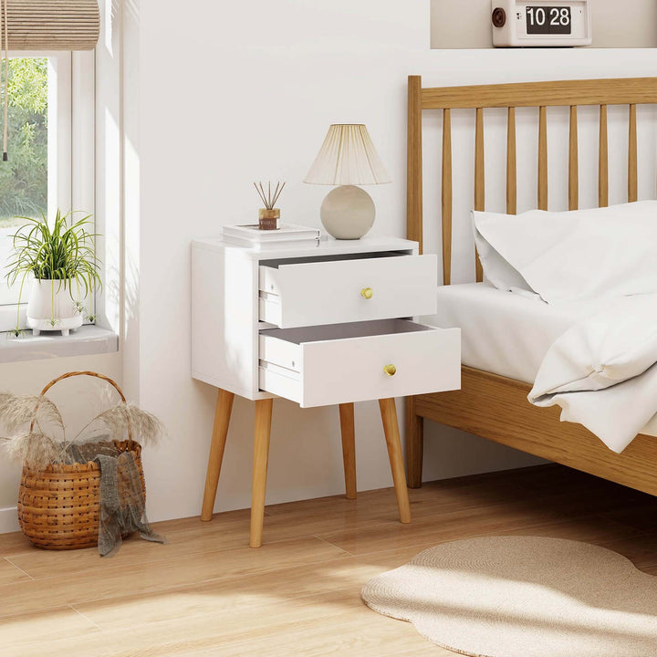 2PC 2-Drawer Nightstand White Side Table End Table Image 4