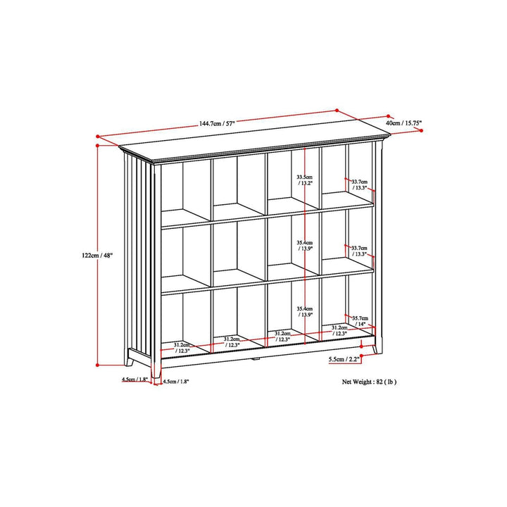 Acadian Bookcase 12 Cube Storage Unit Modern Shelving Organizer Espresso Finish Image 11