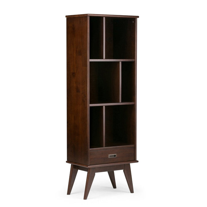 Draper Mid Century Bookcase Solid Hardwood 6 Shelves Storage 14x22x64 inch Image 2