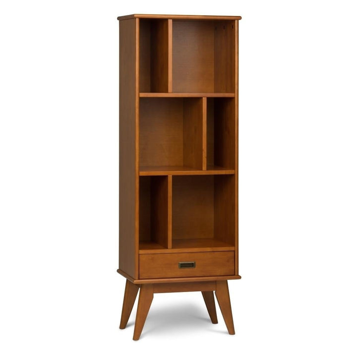 Draper Mid Century Bookcase Solid Hardwood 6 Shelves Storage 14x22x64 inch Image 3