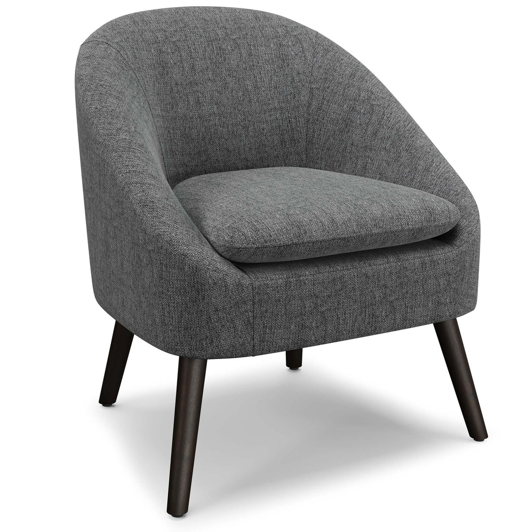 Redding Accent Chair Mid-Century Modern Curved Seat Solid Wood Legs Upholstered Image 1