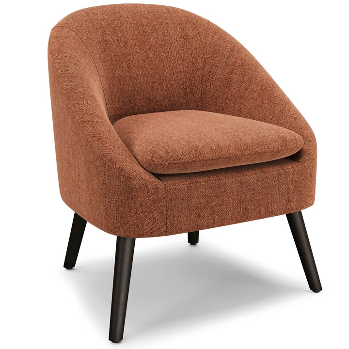 Redding Accent Chair Mid-Century Modern Curved Seat Solid Wood Legs Upholstered Image 2