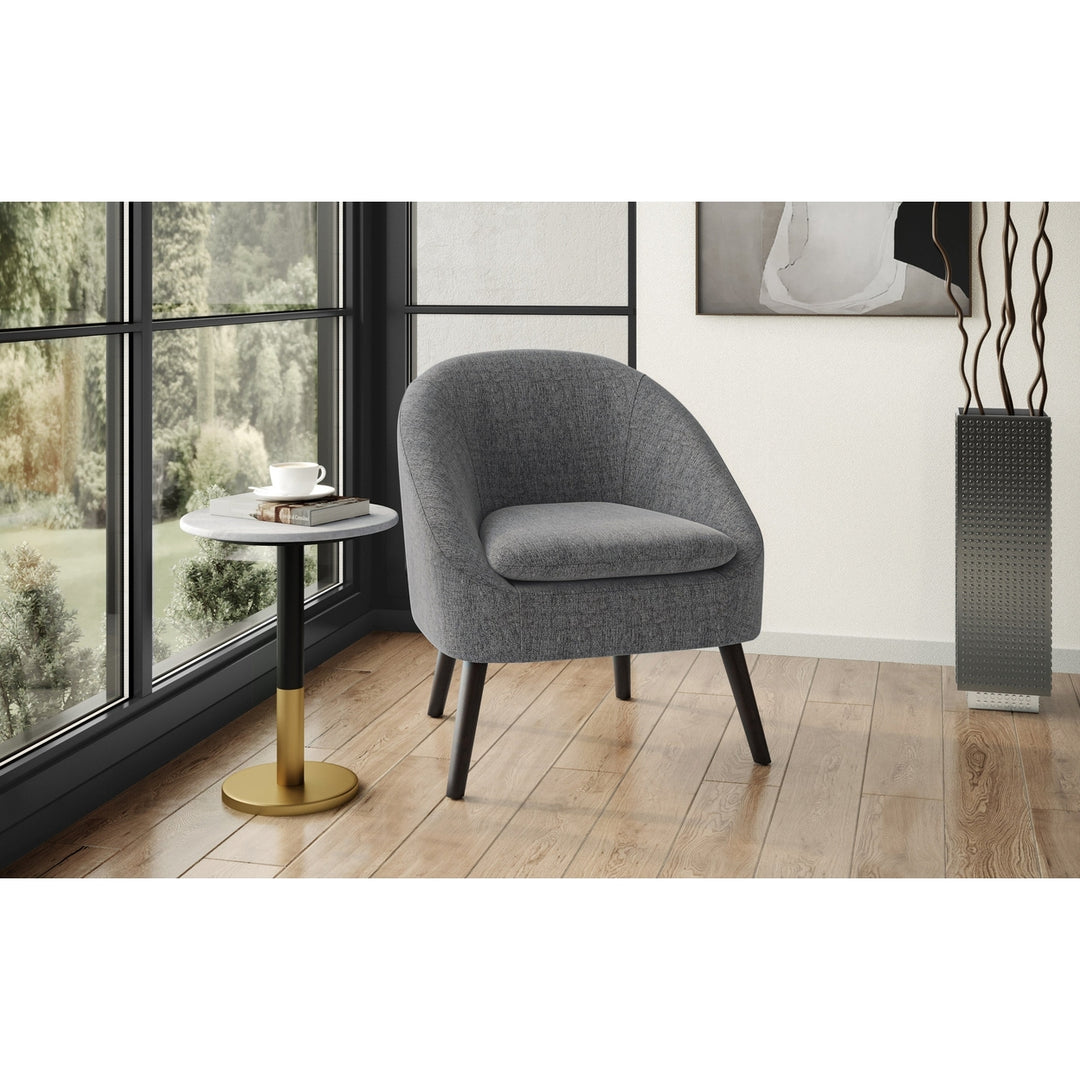 Redding Accent Chair Mid-Century Modern Curved Seat Solid Wood Legs Upholstered Image 3