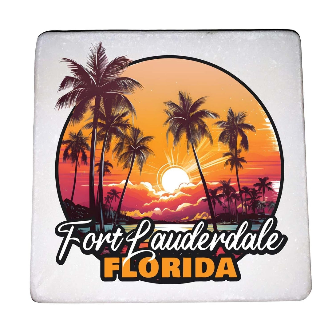 Fort Lauderdale Florida Design A Souvenir 4x4-Inch Coaster Marble 4 Pack Image 1