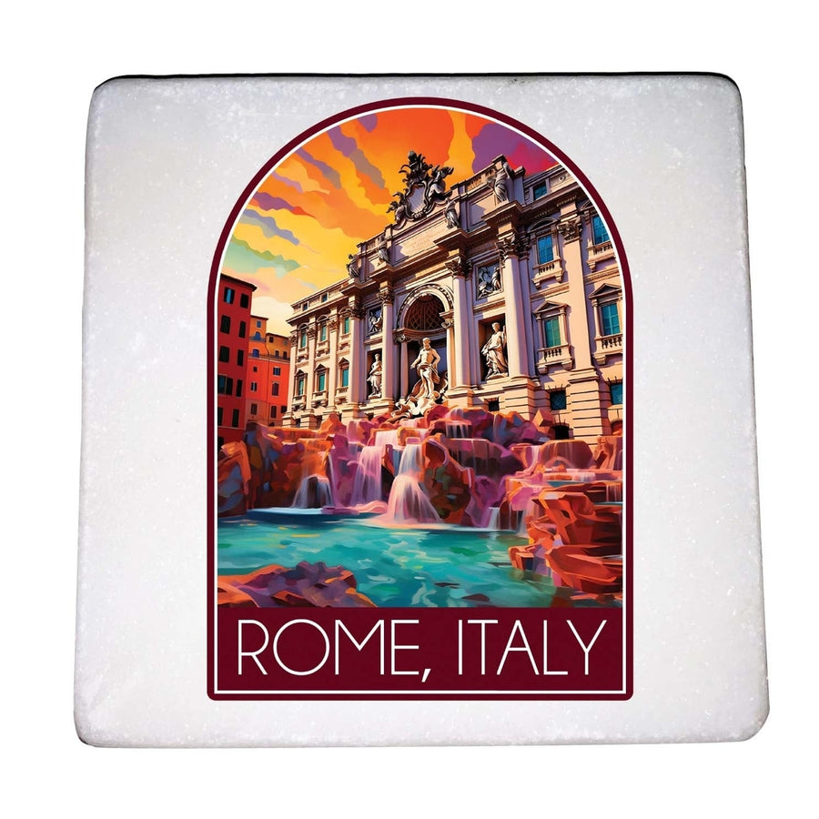 Rome Italy Design B Souvenir 4x4-Inch Coaster Marble 4 Pack Image 1