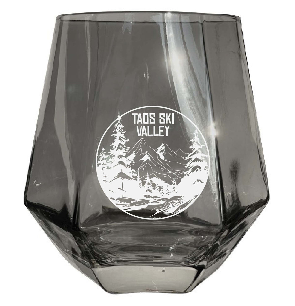 Taos Ski Valley Souvenir Stemless Diamond Wine Glass Engraved 15 oz Image 2