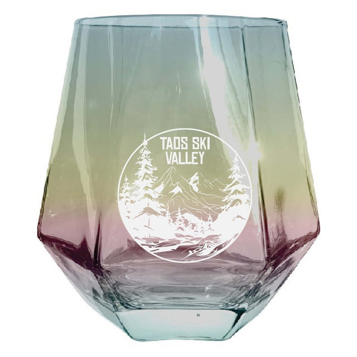 Taos Ski Valley Souvenir Stemless Diamond Wine Glass Engraved 15 oz Image 1