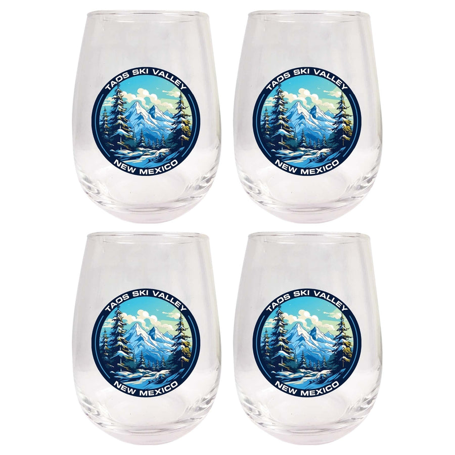 Taos Ski Valley Design A Souvenir 15 oz Stemless Wine Glass 4-Pack Image 1