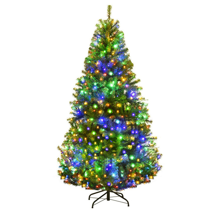 5-9FT Pre-Lit Christmas Tree Hinged Artificial Tree w/ Metal Stand LED Lights Image 5