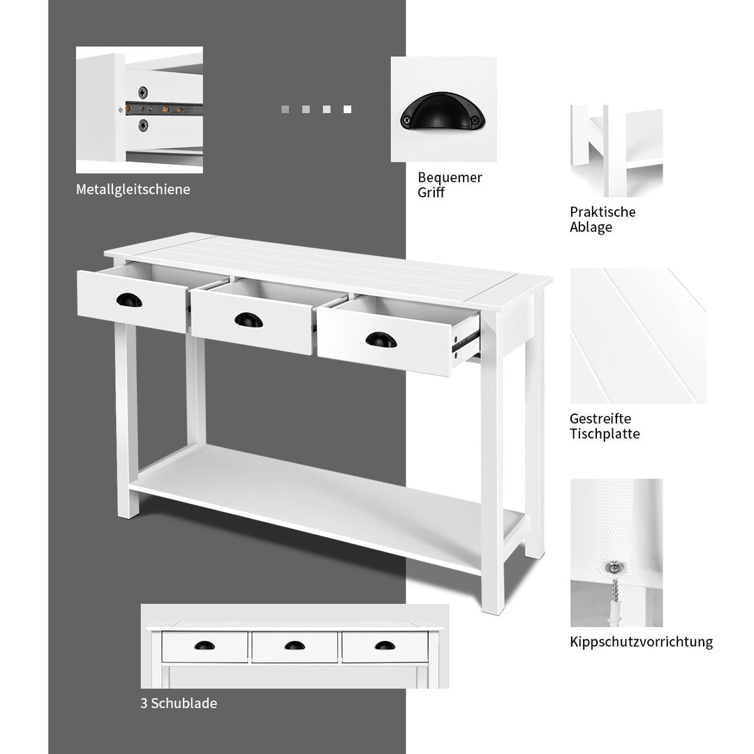 47" Console Table Hall Table Side Desk Accent Table Drawers Shelf Entryway White Image 9