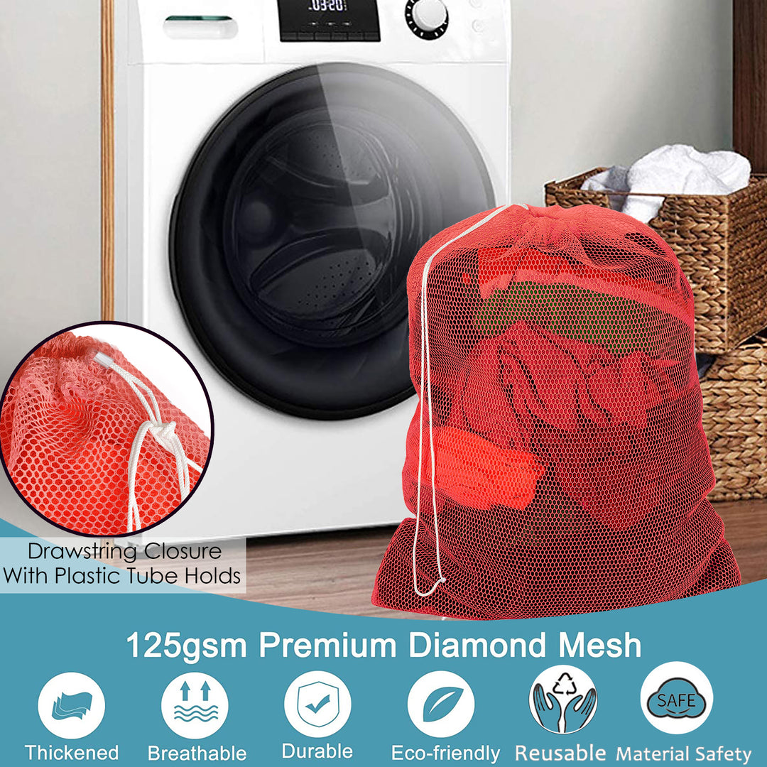 Laundry Bag 2-Pack Mesh Large Capacity Drawstring Durable Dryer Safe Lightweight Image 11