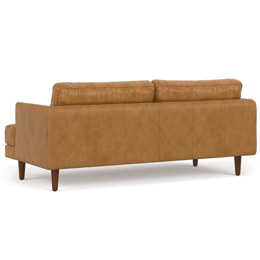 Livingston 76 Inch Genuine Leather Sofa Mid Century Modern Loveseat Couch Image 6