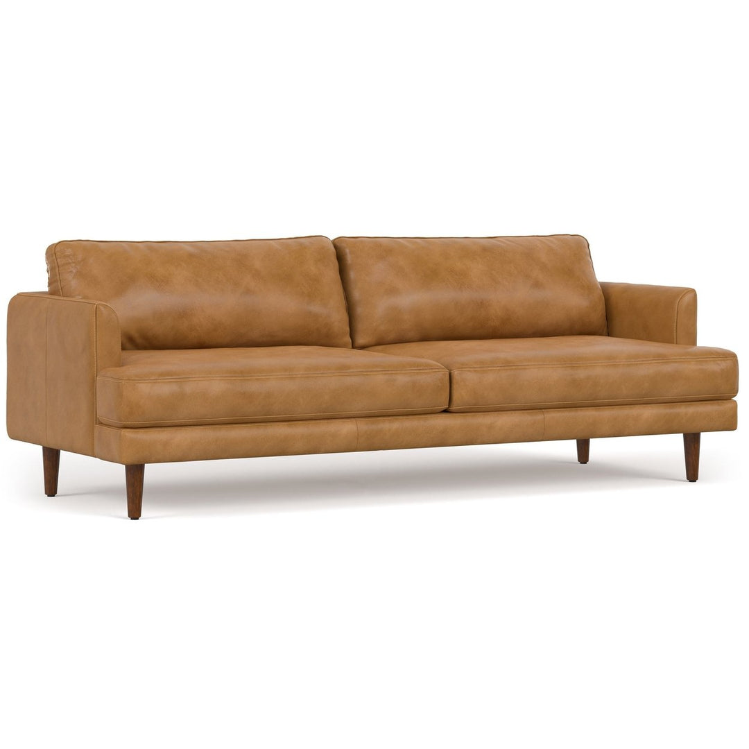 Livingston 90 Inch Genuine Leather Sofa Mid-Century Modern Comfort Couch Image 5