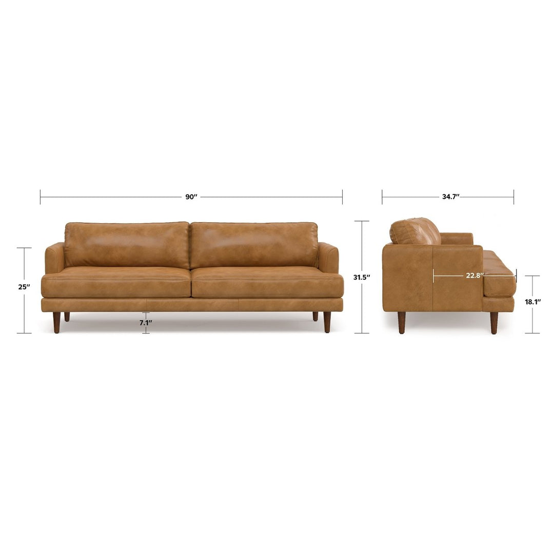 Livingston 90 Inch Genuine Leather Sofa Mid-Century Modern Comfort Couch Image 10