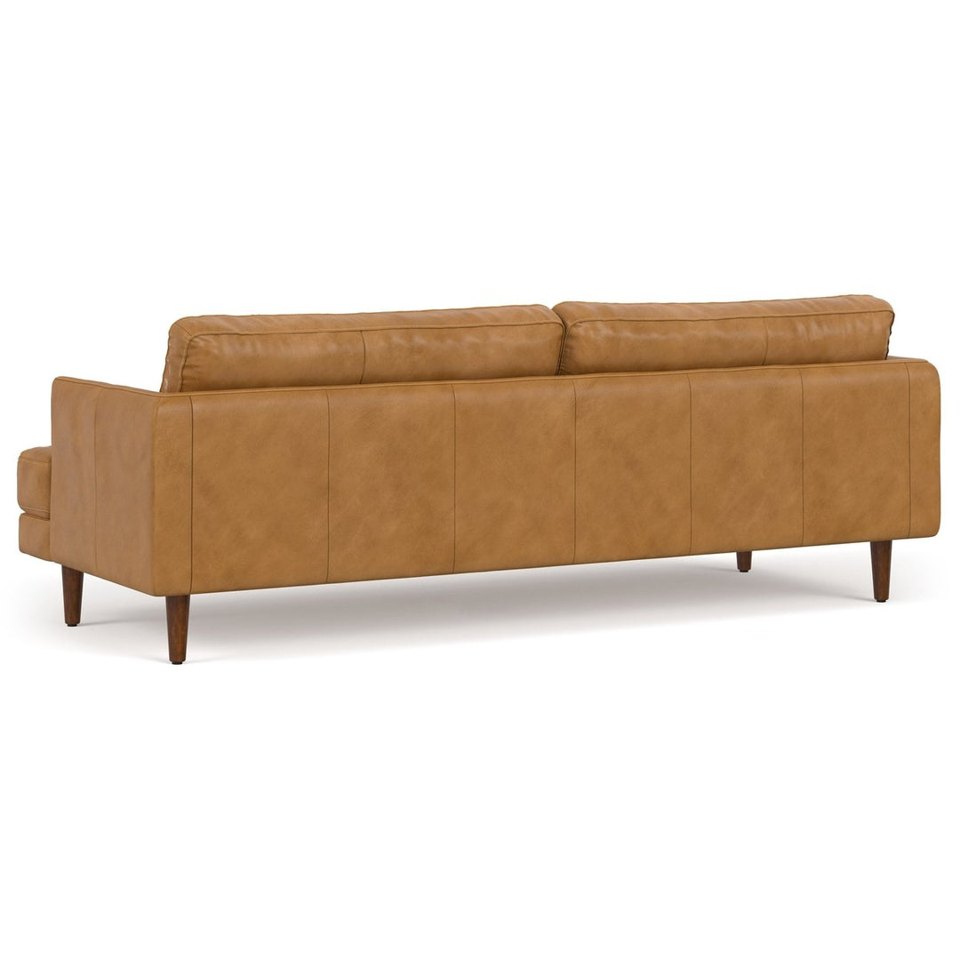 Livingston 90 Inch Genuine Leather Sofa Mid-Century Modern Comfort Couch Image 11