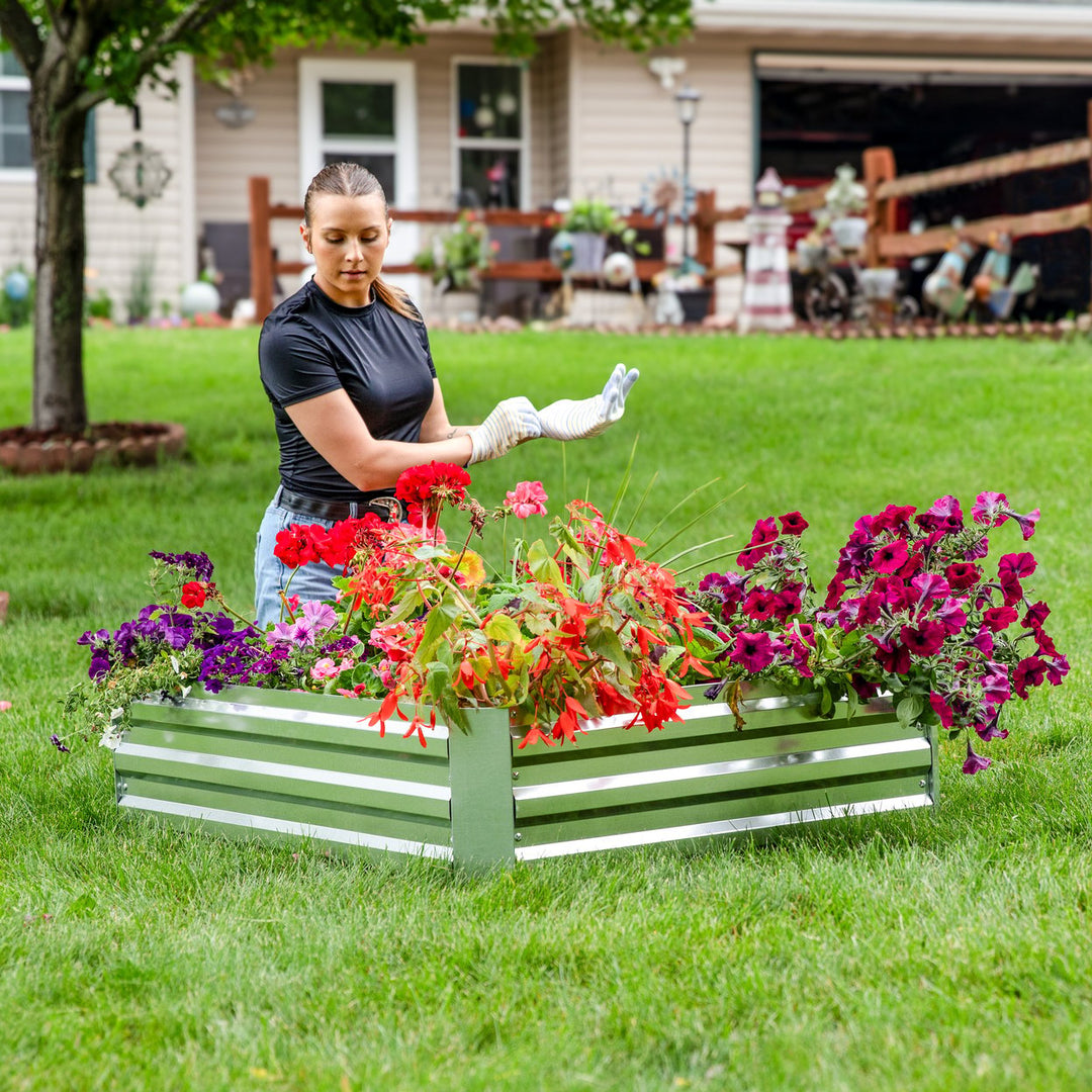 Sunnydaze Rectangle Galvanized Steel Raised Planter Bed - 4 x 3 ft - Silver Image 7