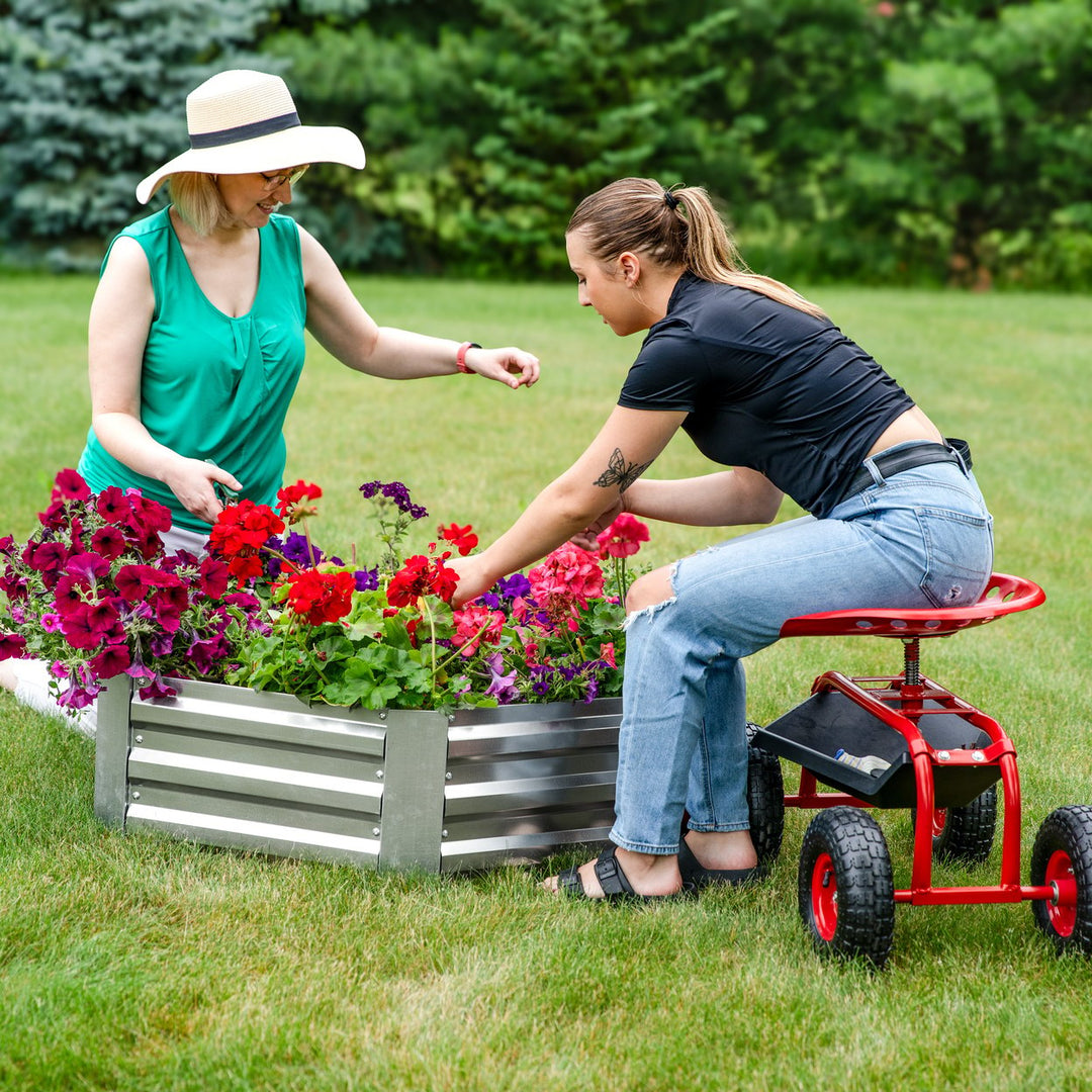 Sunnydaze Hexagon Galvanized Steel Raised Planter Bed - Silver Image 7