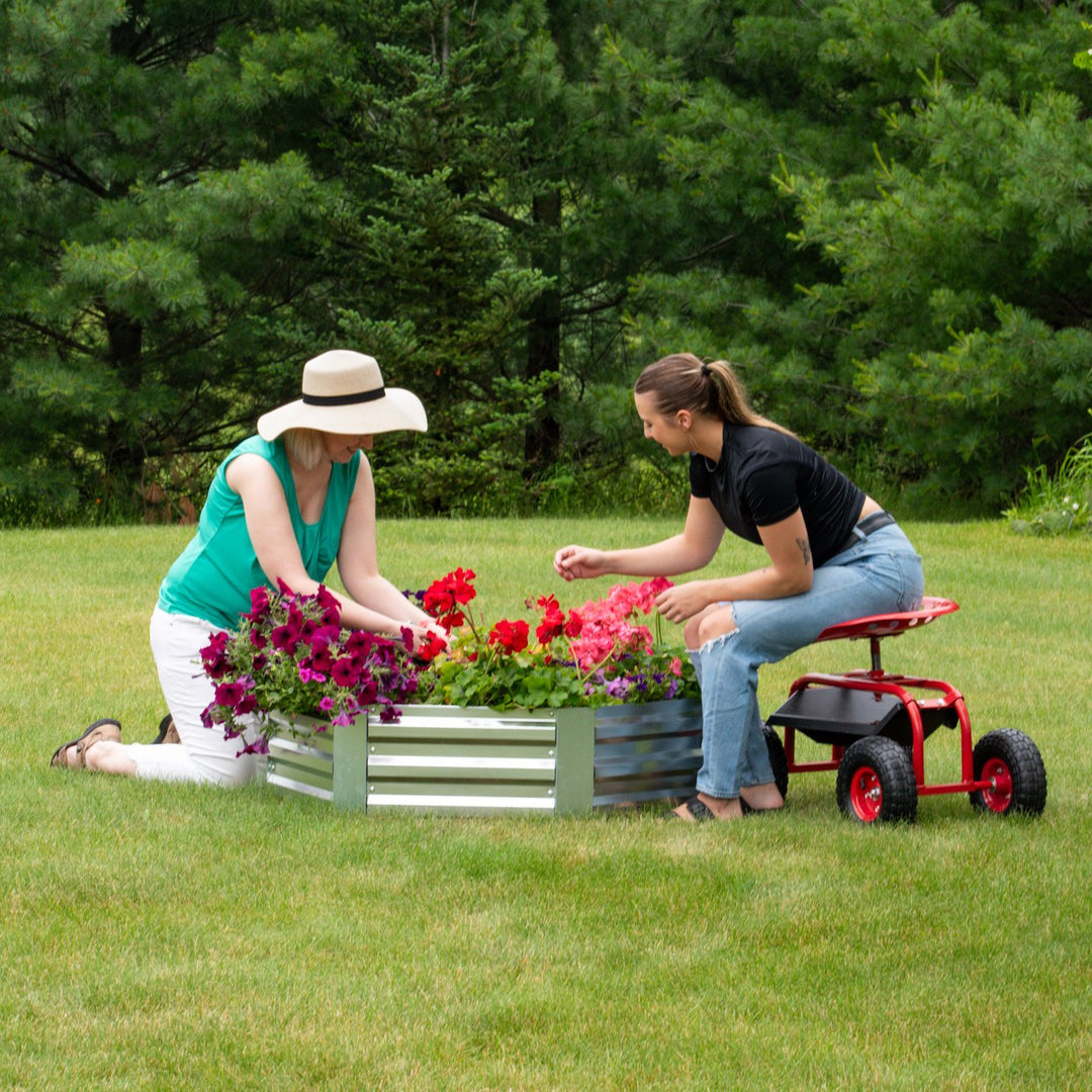 Sunnydaze Hexagon Galvanized Steel Raised Planter Bed - Silver Image 6