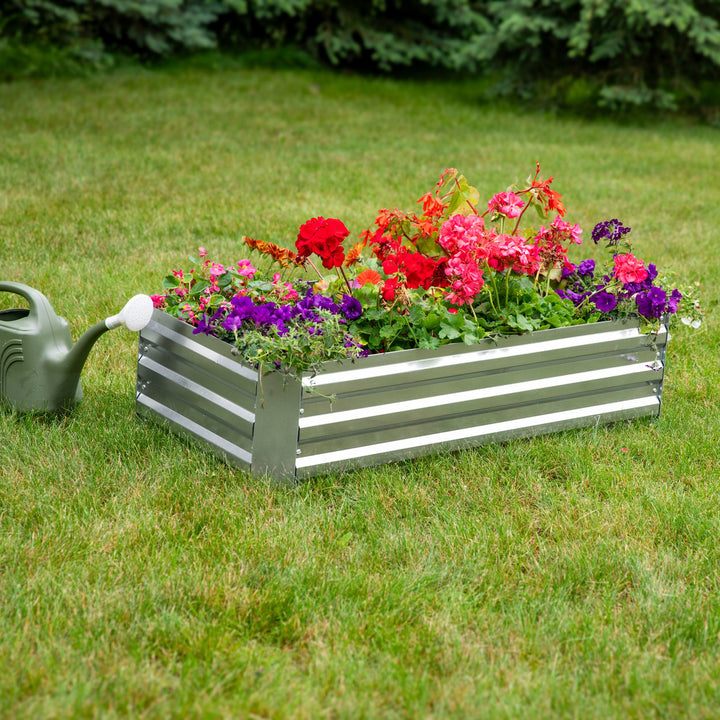 Sunnydaze Rectangle Galvanized Steel Raised Planter Bed - 4 x 2 ft - Silver Image 5