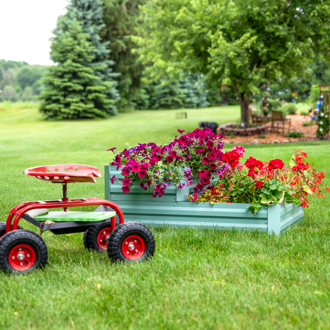 Sunnydaze 2-Tier Galvanized Steel Raised Garden Bed - 17.75 in H - Green Image 5