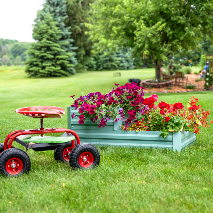 Sunnydaze 2-Tier Galvanized Steel Raised Garden Bed - 17.75 in H - Green Image 5