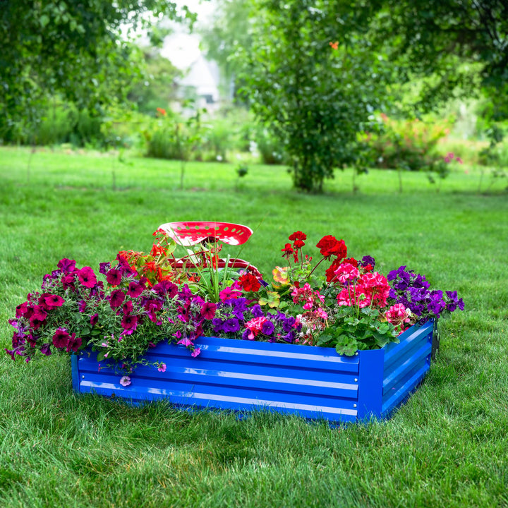 Sunnydaze Rectangle Galvanized Steel Raised Planter Bed - 4 x 3 ft - Blue Image 5