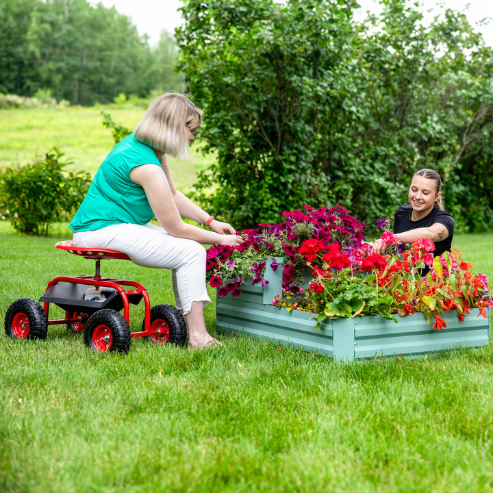 Sunnydaze 2-Tier Galvanized Steel Raised Garden Bed - 17.75 in H - Green Image 7