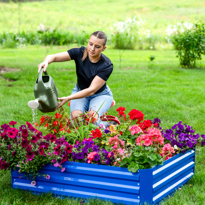 Sunnydaze Rectangle Galvanized Steel Raised Planter Bed - 4 x 3 ft - Blue Image 7