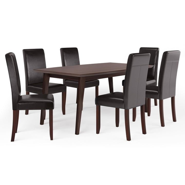 Acadian Draper 7 Pc Dining Set Rubberwood Table 6 Parson Chairs Rectangular Image 1