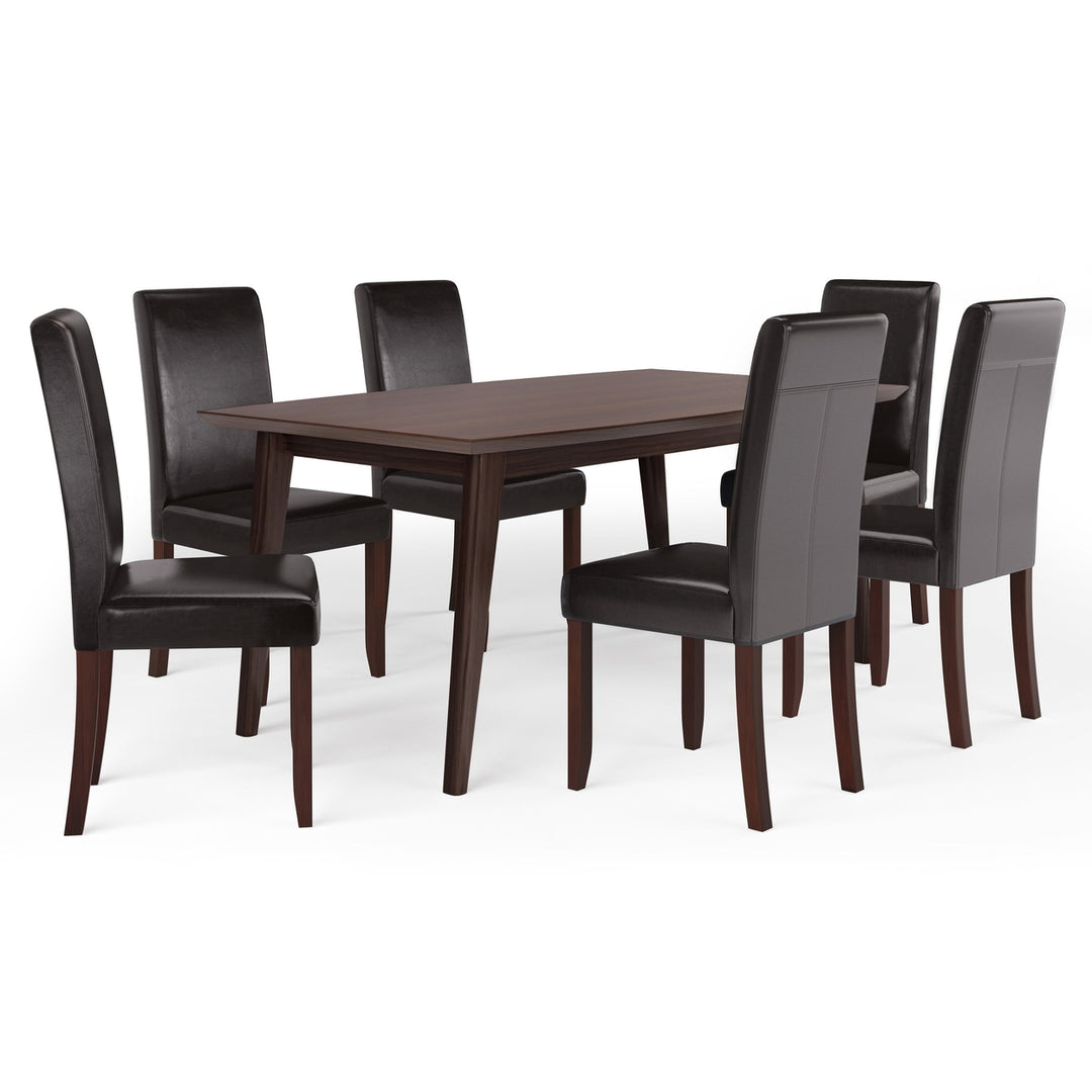 Acadian Draper 7 Pc Dining Set Rubberwood Table 6 Parson Chairs Rectangular Image 2