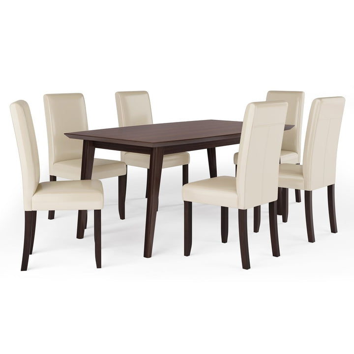 Acadian Draper 7 Pc Dining Set Rubberwood Table 6 Parson Chairs Rectangular Image 1