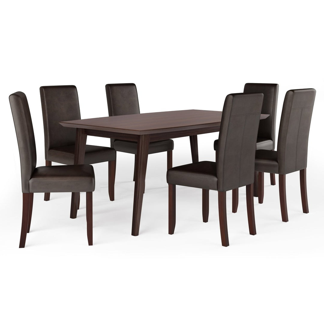 Acadian Draper 7 Pc Dining Set Rubberwood Table 6 Parson Chairs Rectangular Image 1