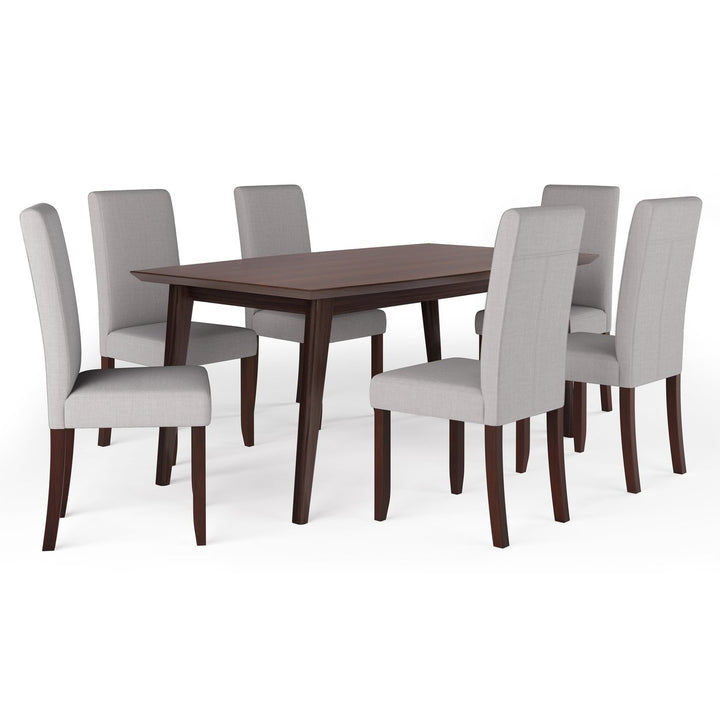 Acadian Draper 7 Pc Dining Set Rubberwood Table 6 Parson Chairs Rectangular Image 1