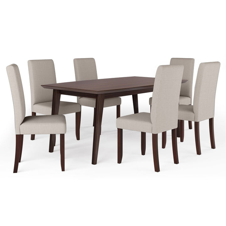 Acadian Draper 7 Pc Dining Set Rubberwood Table 6 Parson Chairs Rectangular Image 1