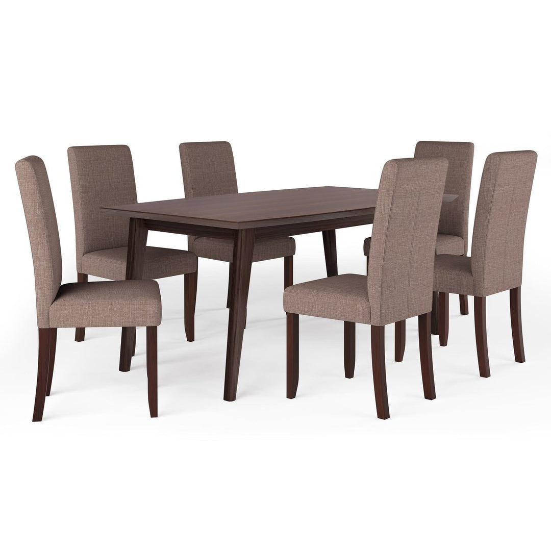 Acadian Draper 7 Pc Dining Set Rubberwood Table 6 Parson Chairs Rectangular Image 1