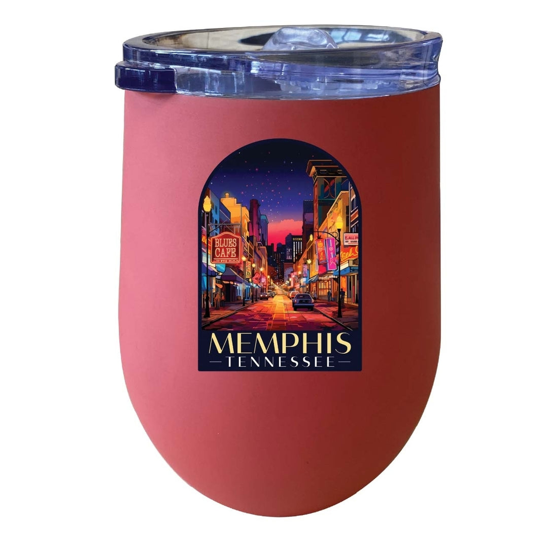 Memphis Tennessee Design C Souvenir 12 oz Insulated Wine Stainless Steel Tumbler Image 1