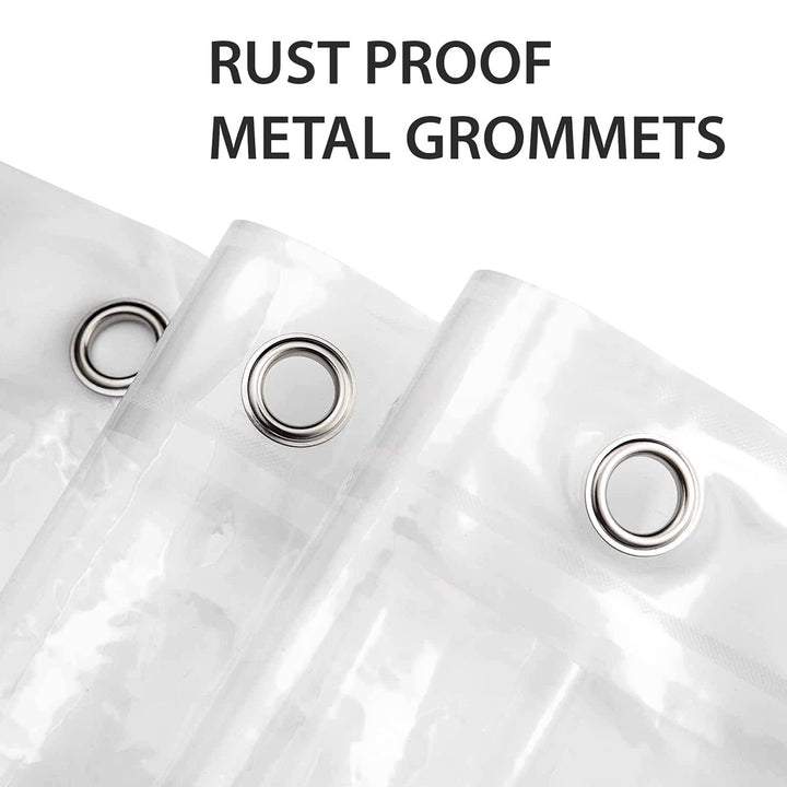 2-Piece Waterproof Shower Liner Odorless Rust-Proof Metal Grommets Clear Vinyl Image 8