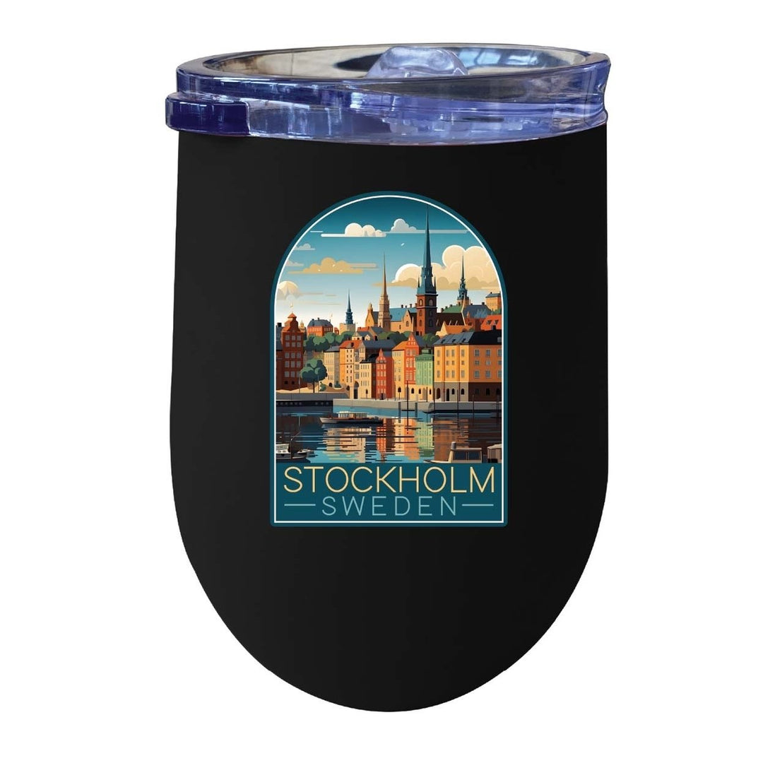 Stockholm Sweden Design A Souvenir 12 oz Insulated Wine Stainless Steel Tumbler Image 1