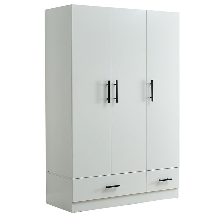 Livelylodge Wardrobe Cabinet 3 Doors White Armoire Closet with Drawers 71" High Image 2