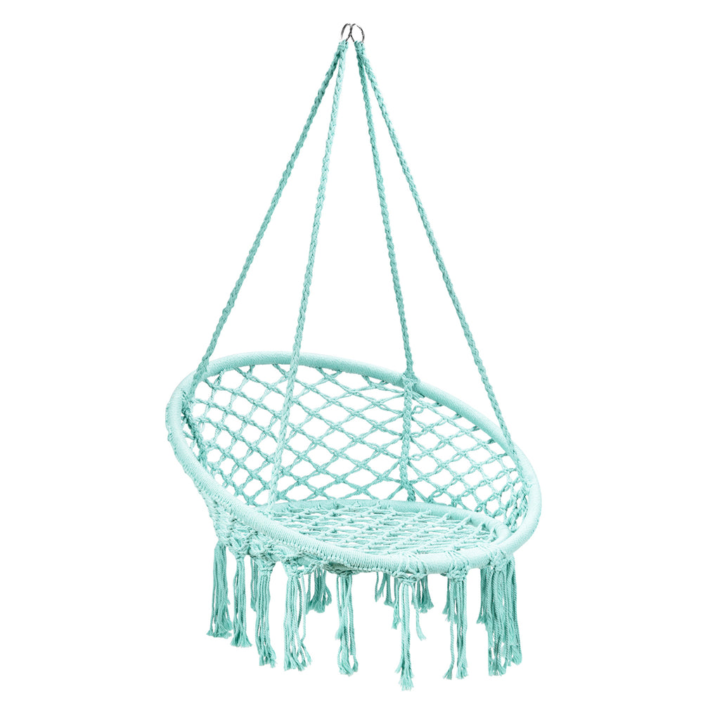 Hammock Chair Hanging Cotton Rope Macrame Swing Chair Indoor Outdoor Image 2